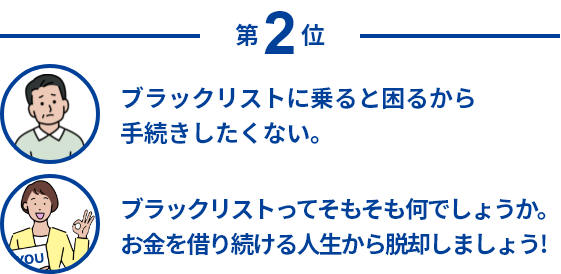 第2位　ブラックリストに乗ると困るから手続きしたくない。